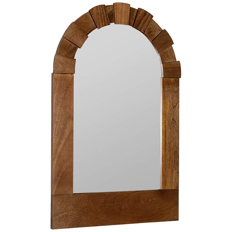 Image 6 Penny Dark Walnut 38" x 24" Wooden Arched Wall Mirror more views