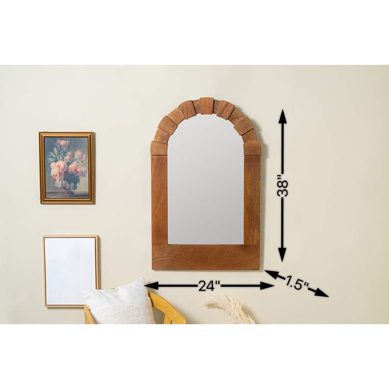 Image 7 Penny Dark Walnut 38" x 24" Wooden Arched Wall Mirror more views