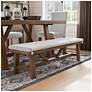 2_Penny Rustic Brown Ivory Dining Bench With Removable Cushion more views
