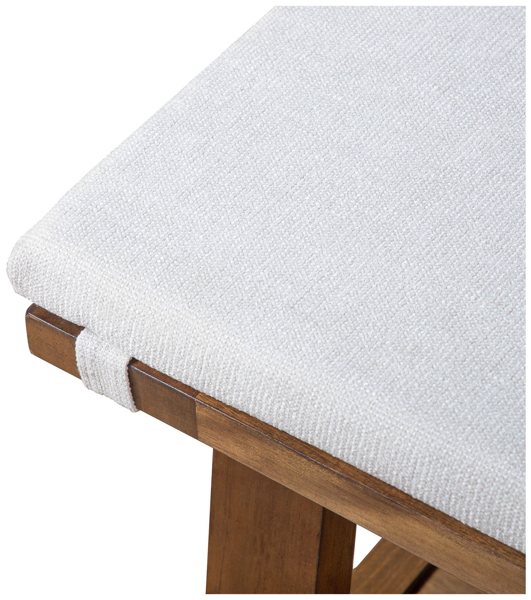 Penny Rustic Brown Ivory Dining Bench With Removable Cushion