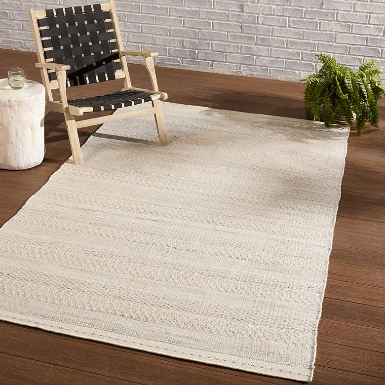 Image 1 Penrose Lenna PNR05 5&#39;x8&#39; Cream Gray Indoor/Outdoor Area Rug