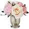 Peonies, Roses and Hydrangeas in a Small Mercury Glass Vase