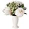 Peony and Rose 9 1/2" High Flowers in White Ceramic Pot