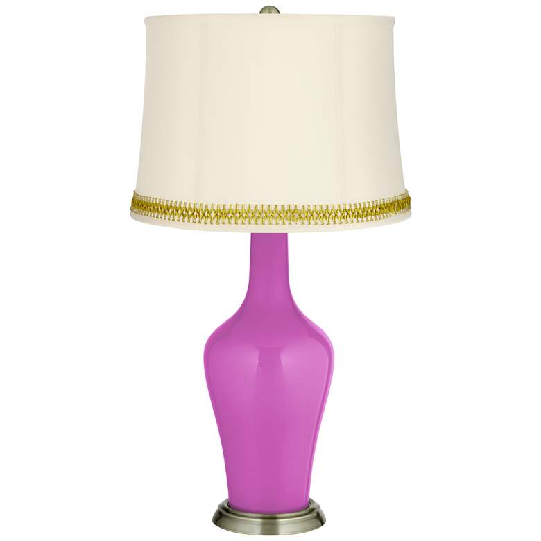 Image 1 Peony Purple Anya Table Lamp with Open Weave Trim
