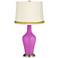 Peony Purple Anya Table Lamp with Open Weave Trim