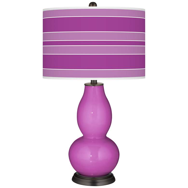 Image 1 Peony Purple Bold Stripe Double Gourd Table Lamp