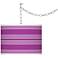 Peony Purple Bold Stripe Giclee Glow Plug-In Swag Pendant