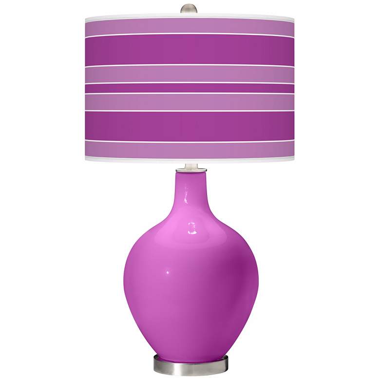Image 1 Peony Purple Bold Stripe Ovo Table Lamp