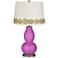Peony Purple Double Gourd Table Lamp with Vine Lace Trim