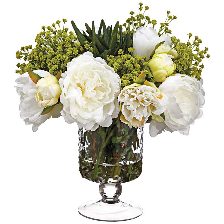 Image 1 Peony, Succulent and Baby&#39;s Breath 12 inchH Faux Flowers in Vase