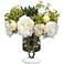 Peony, Succulent and Baby's Breath 12"H Faux Flowers in Vase
