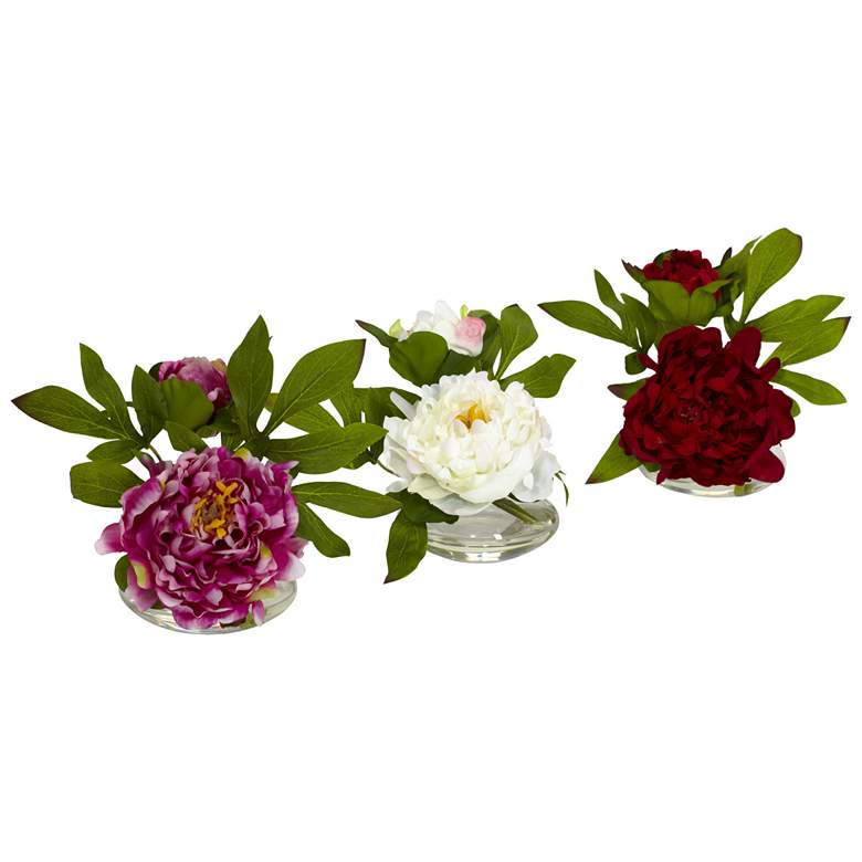 Image 1 Peony with Glass Vase (Set of 3)