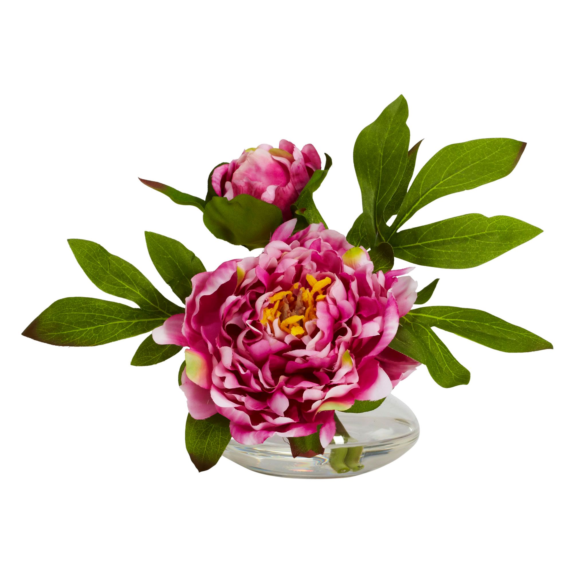 Image 4 Peony with Glass Vase (Set of 3) more views