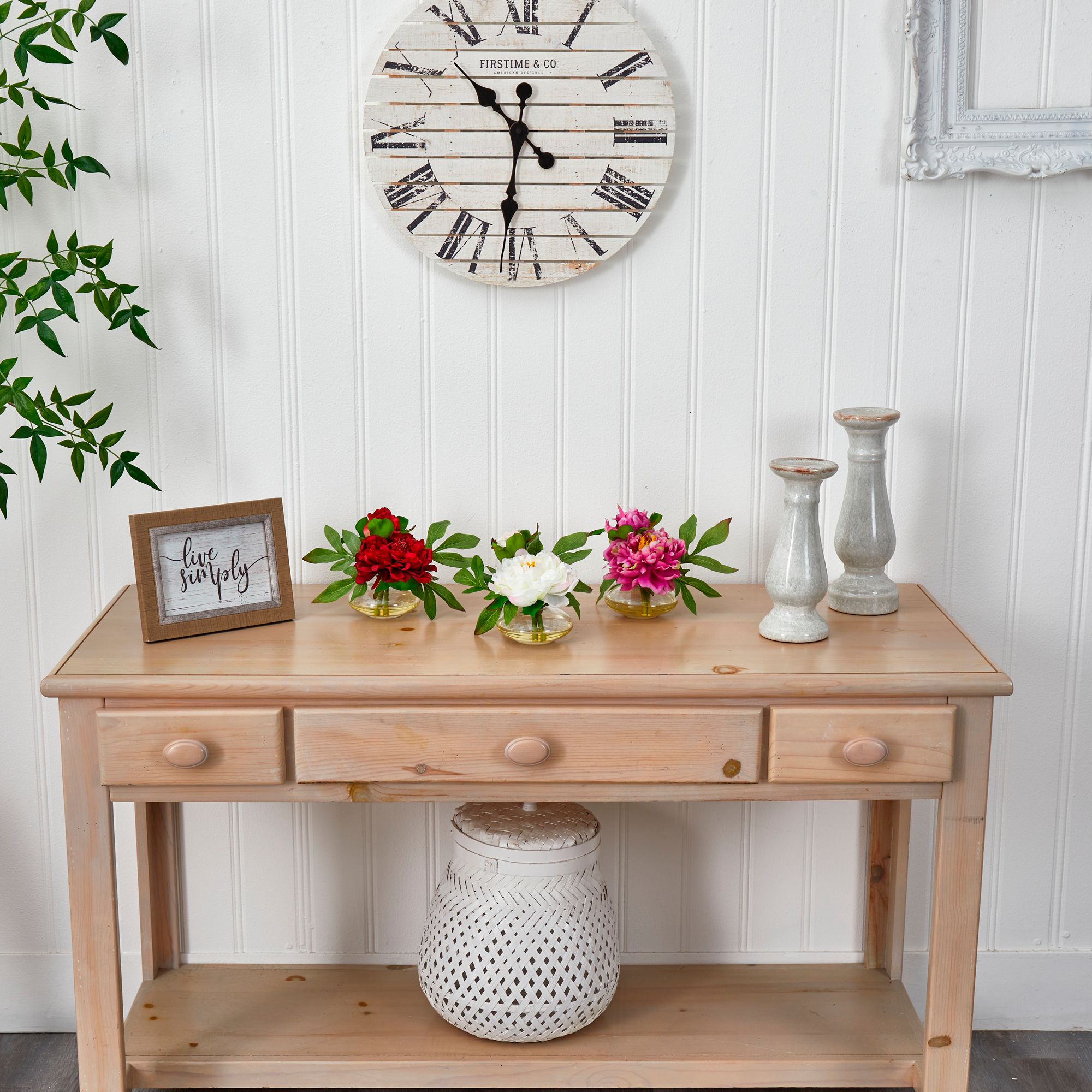 Image 6 Peony with Glass Vase (Set of 3) more views