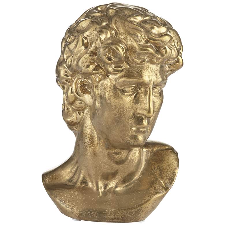 Image 1 People Bust 10 1/2 inch High Shiny Gold Decorative Figurine
