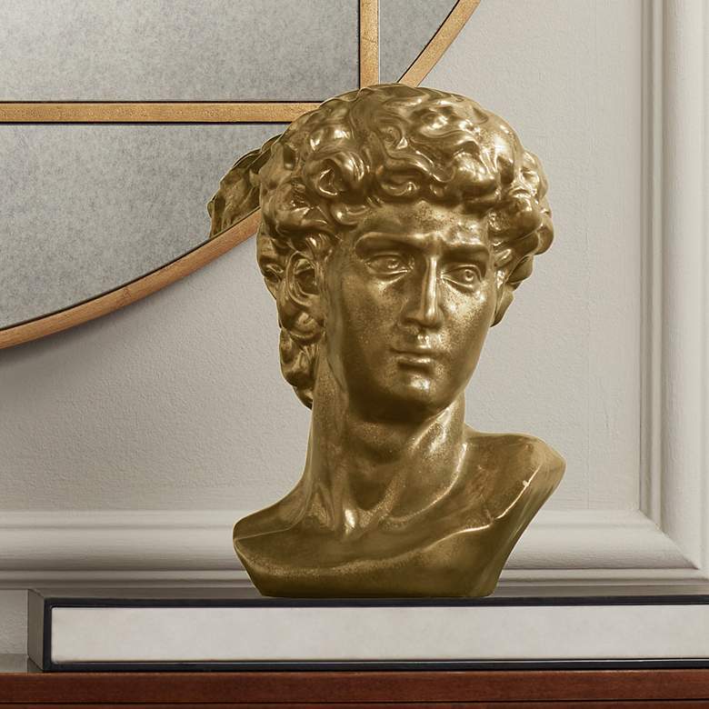 Image 1 People Bust 10 1/2" High Shiny Gold Decorative Figurine