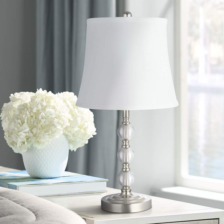 Image 1 Peoria Brushed Nickel 18" High Accent Table Lamp