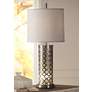 Peoria Silver Brushed Steel Table Lamp with Night Light