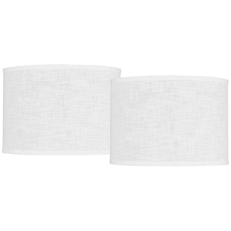 Image 1 Peoria White Set of 2 Drum Lamp Shades 14x14x10 (Spider)
