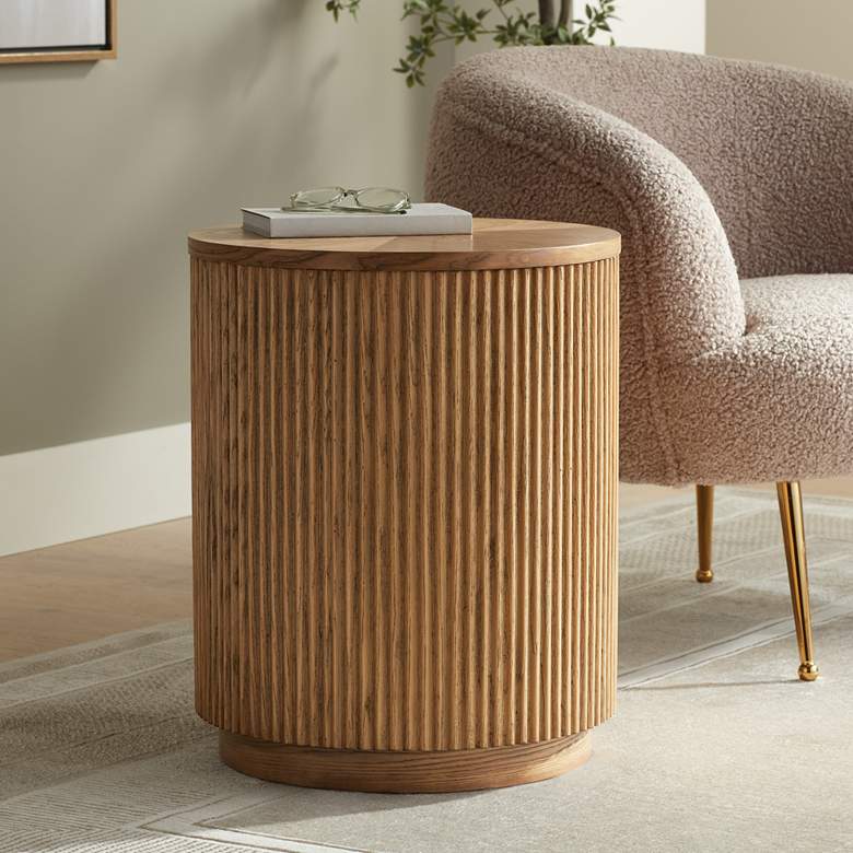 Image 2 Perch 17 3/4" Wide Natural Wood Round Side Table