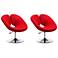 Perch Adjustable Chair in Red and Polished Chrome (Set of 2)