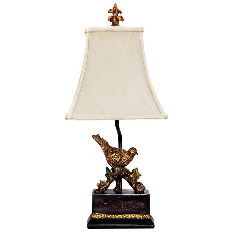 Image 1 Perching Robin Gold Leaf and Black Table Lamp