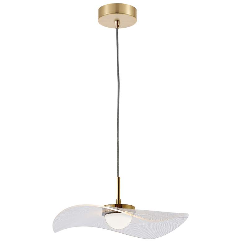 Image 1 Percival 15.75" Wide Aged Brass Finish Pendant w/ Clear & White Shade