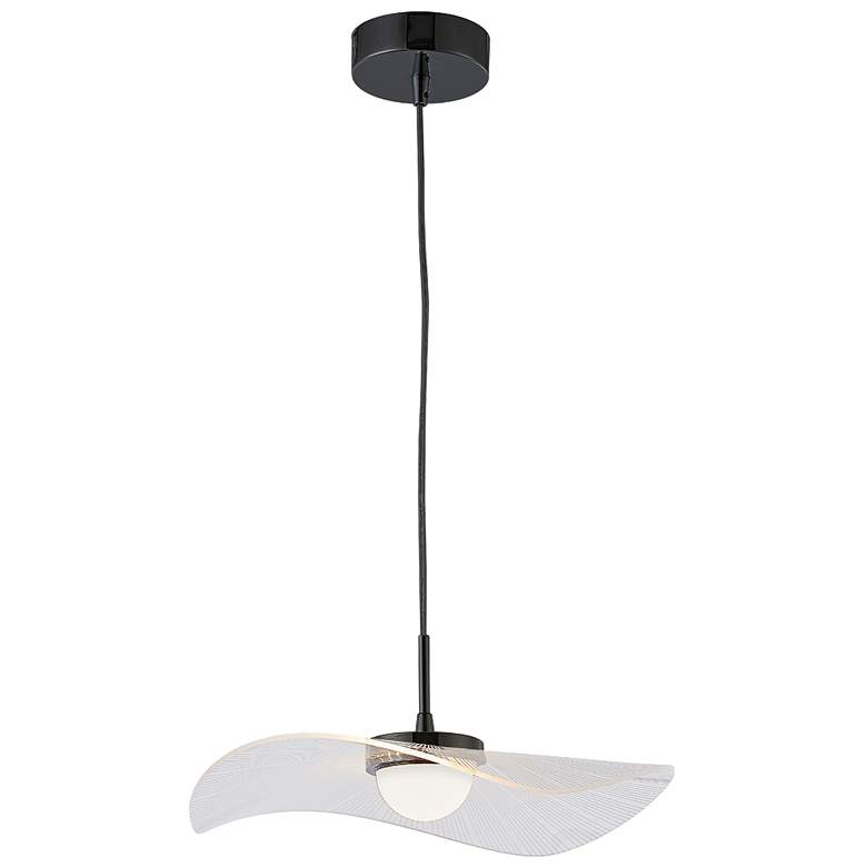 Image 1 Percival 15.75" Wide Matte Black Finish Pendant w/ Clear & White Shade