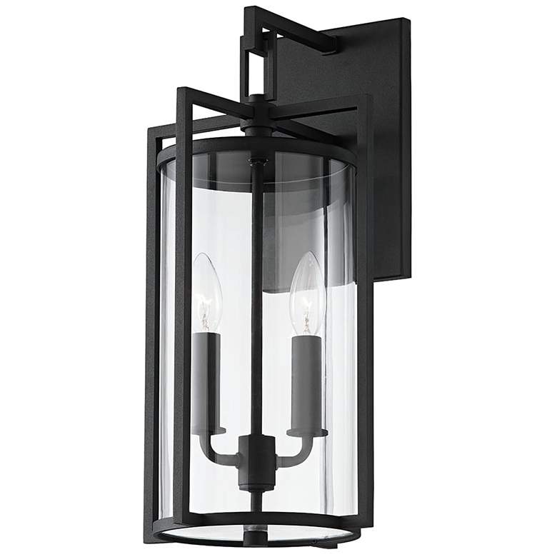 Image 1 Percy 18 1/4" High Textured Black Outdoor Wall Light