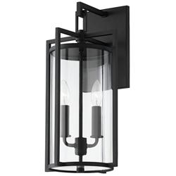Percy 18 1/4&quot; High Textured Black Outdoor Wall Light