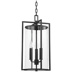 Percy 20 1/4&quot; High Textured Black Outdoor Hanging Light