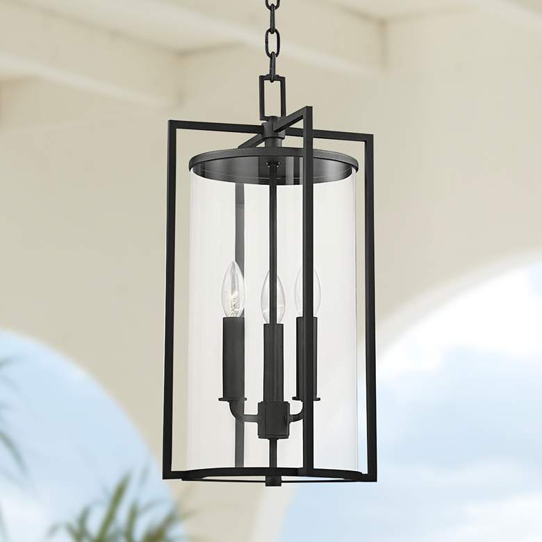 Image 1 Percy 20 1/4" High Textured Black Outdoor Hanging Light