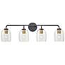 Percy 33" Wide Black and Brass 4-Light Vanity Bath Light