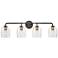 Percy 33" Wide Black and Brass 4-Light Vanity Bath Light