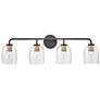 Percy 33" Wide Black and Brass 4-Light Vanity Bath Light
