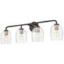 Percy 33" Wide Black and Brass 4-Light Vanity Bath Light