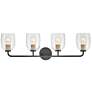 Percy 33" Wide Black and Brass 4-Light Vanity Bath Light