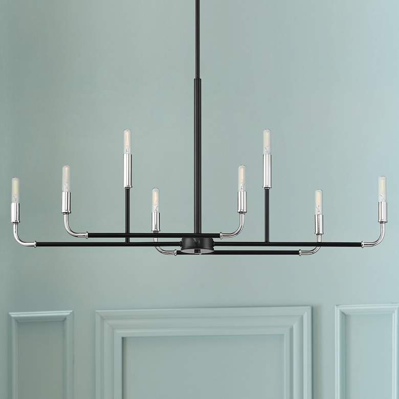 Image 1 Percy 35 3/4 inch Wide Black Chrome 8-Light Island Chandelier