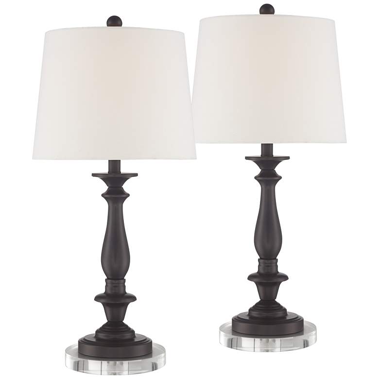 Image 1 Percy Bronze Metal Table Lamps With 7" Round Risers