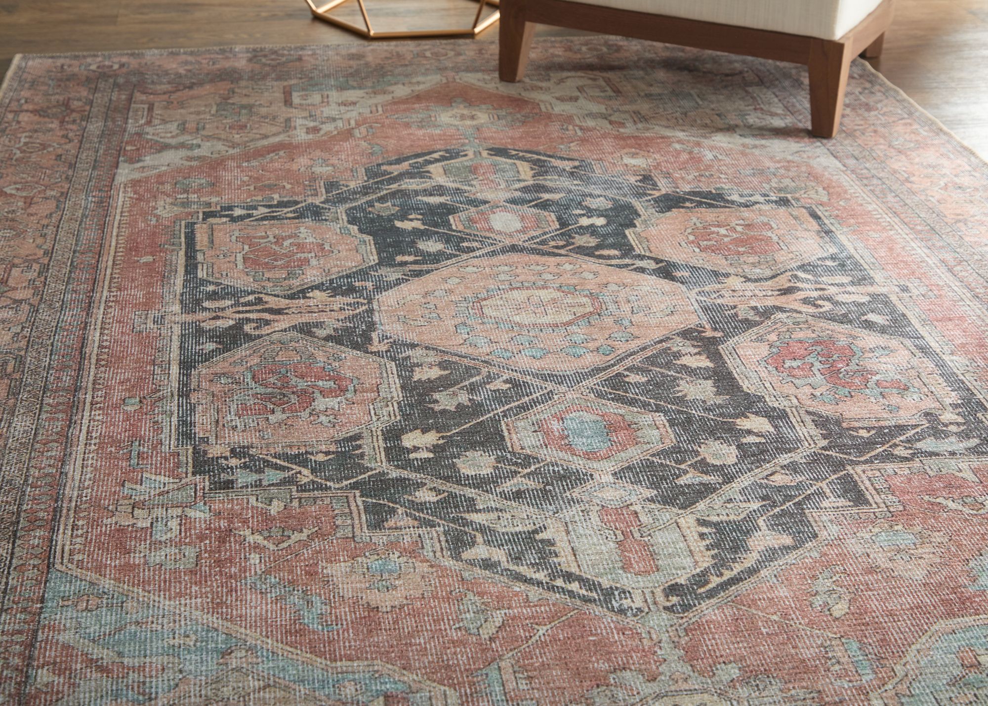 Image 2 Percy Medallion Indoor Orange Area Rug 39ALF 5'-3" x 7'-6" more views