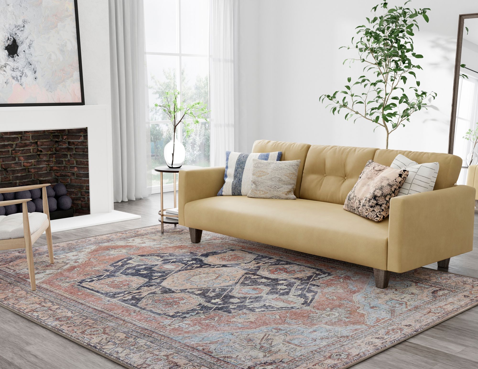 Image 3 Percy Medallion Indoor Orange Area Rug 39ALF 5'-3" x 7'-6" more views