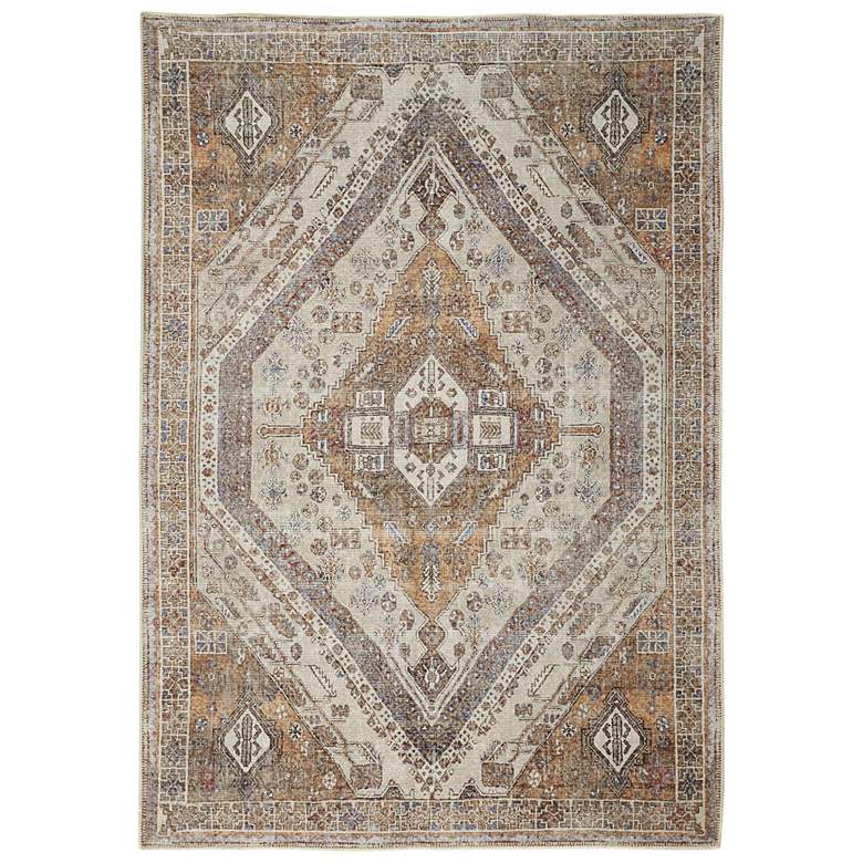 Image 2 Percy PRC39AN 5'3"x7'6" Rust and Blue Medallion Area Rug