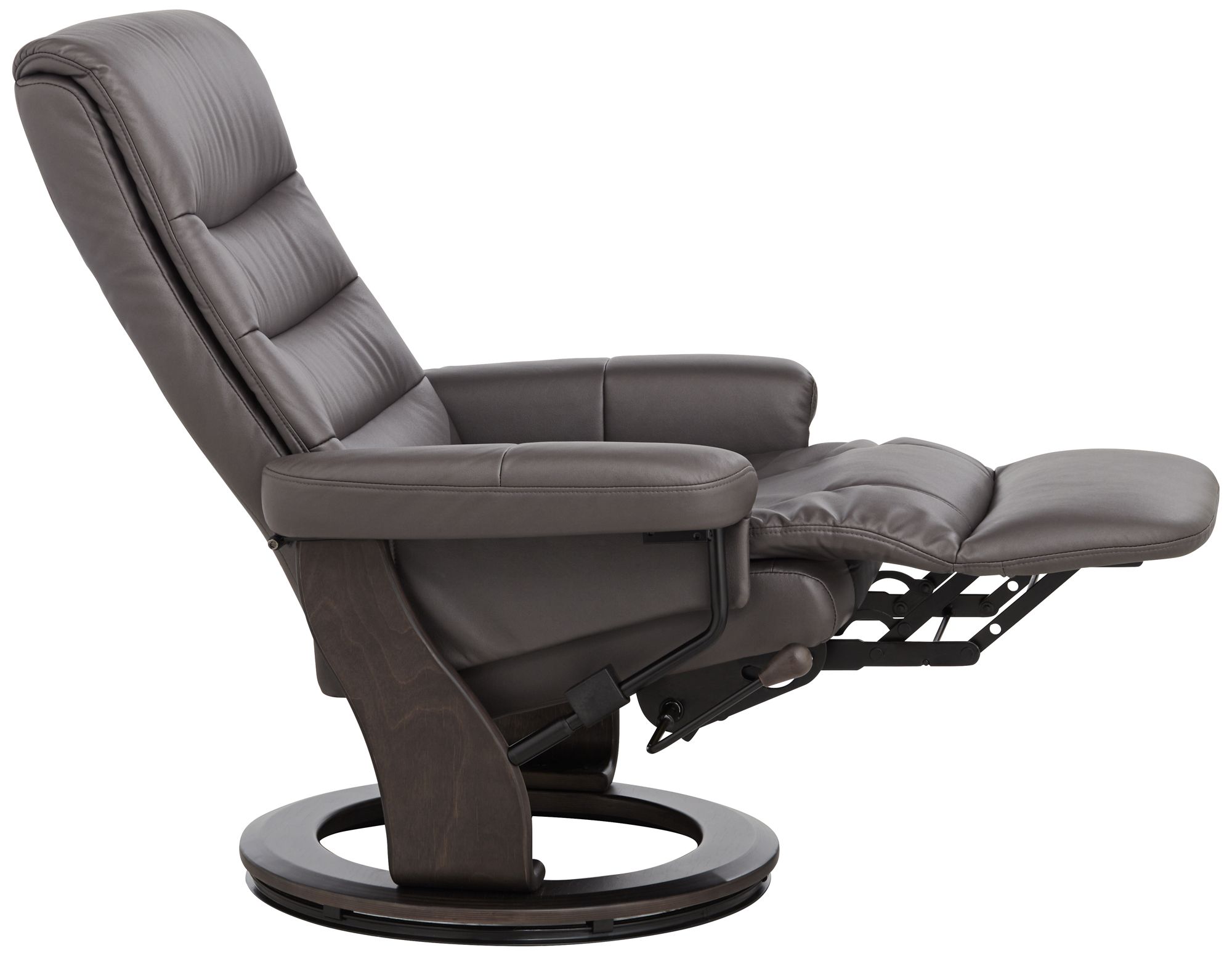 Peregrine Charcoal Faux Leather Flip Up Swivel Recliners Set of 2 in scene