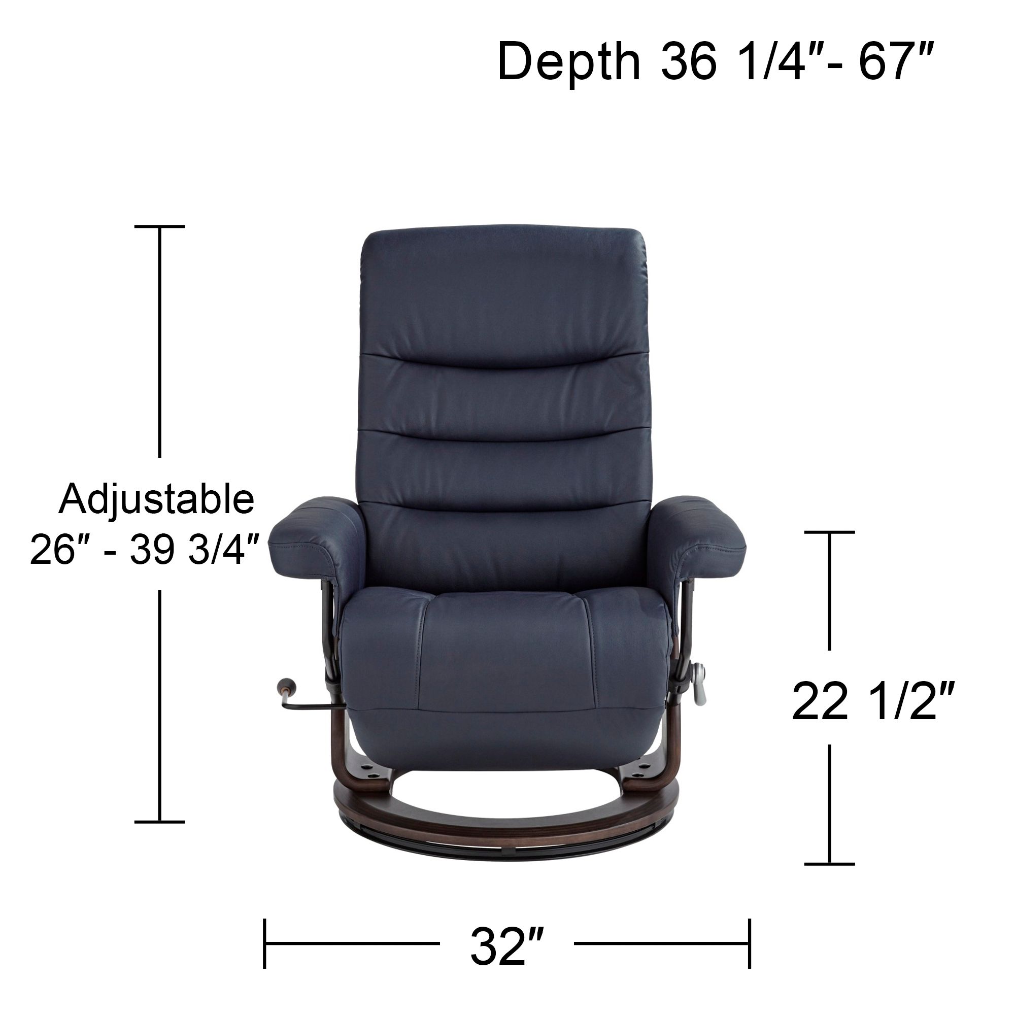 Peregrine Midnight Blue Faux Leather Adjustable Swivel Recliner