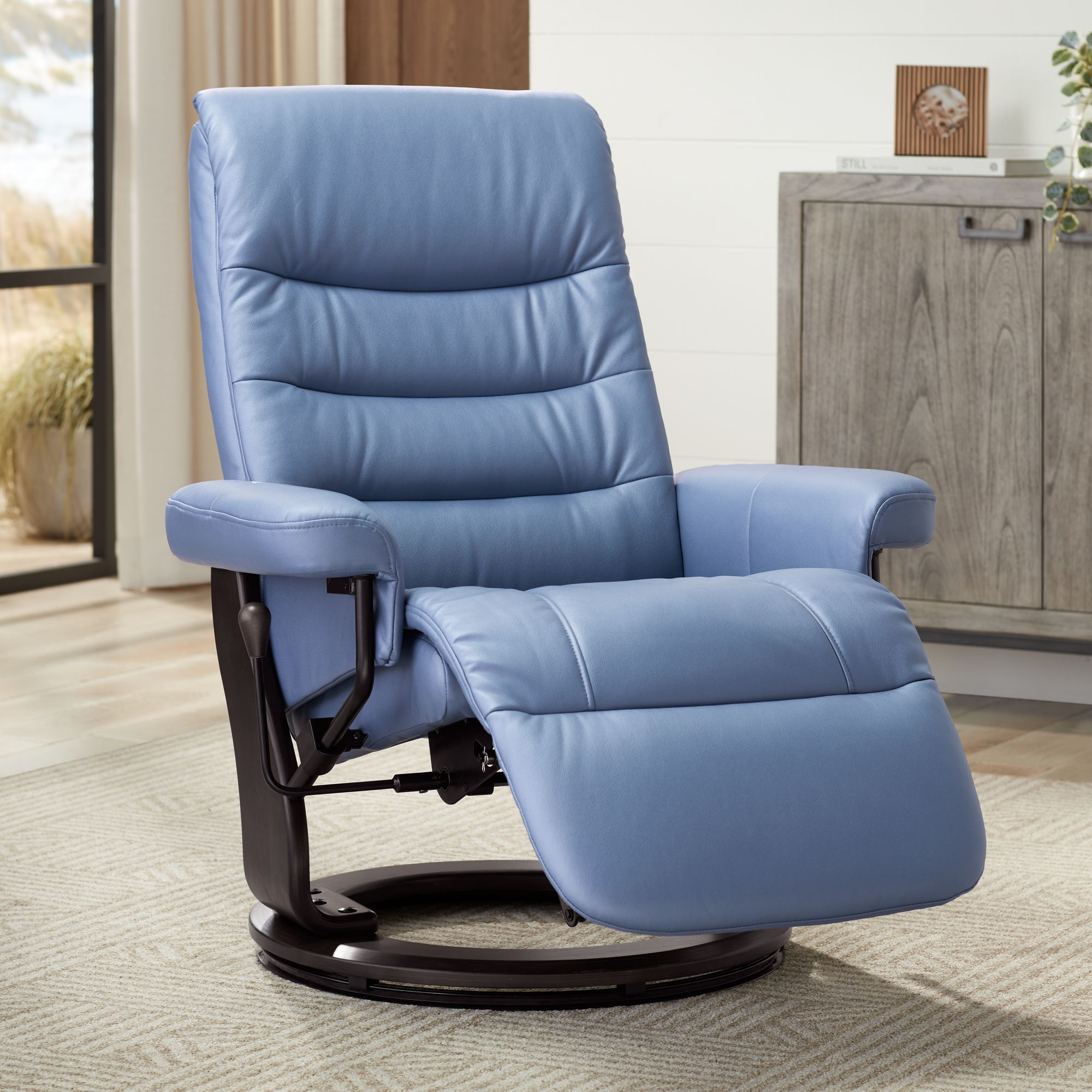 Peregrine Ocean Faux Leather Adjustable Swivel Recliner