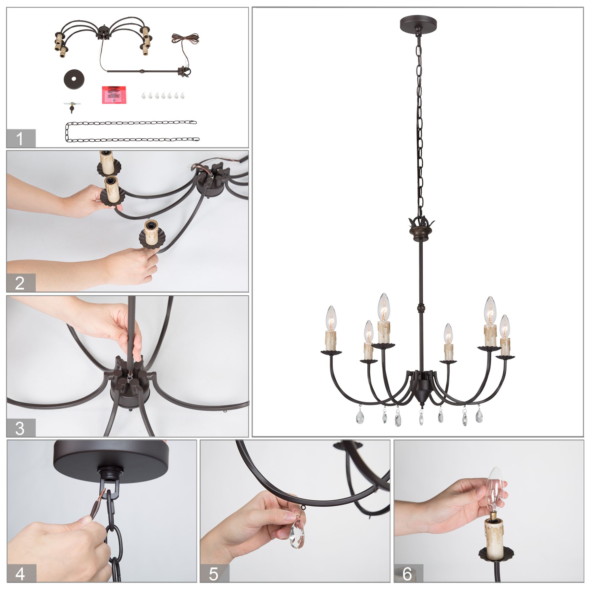 Peresalem 22 1/2" Wide Oil-Rubbed Bronze 6-Light Chandelier