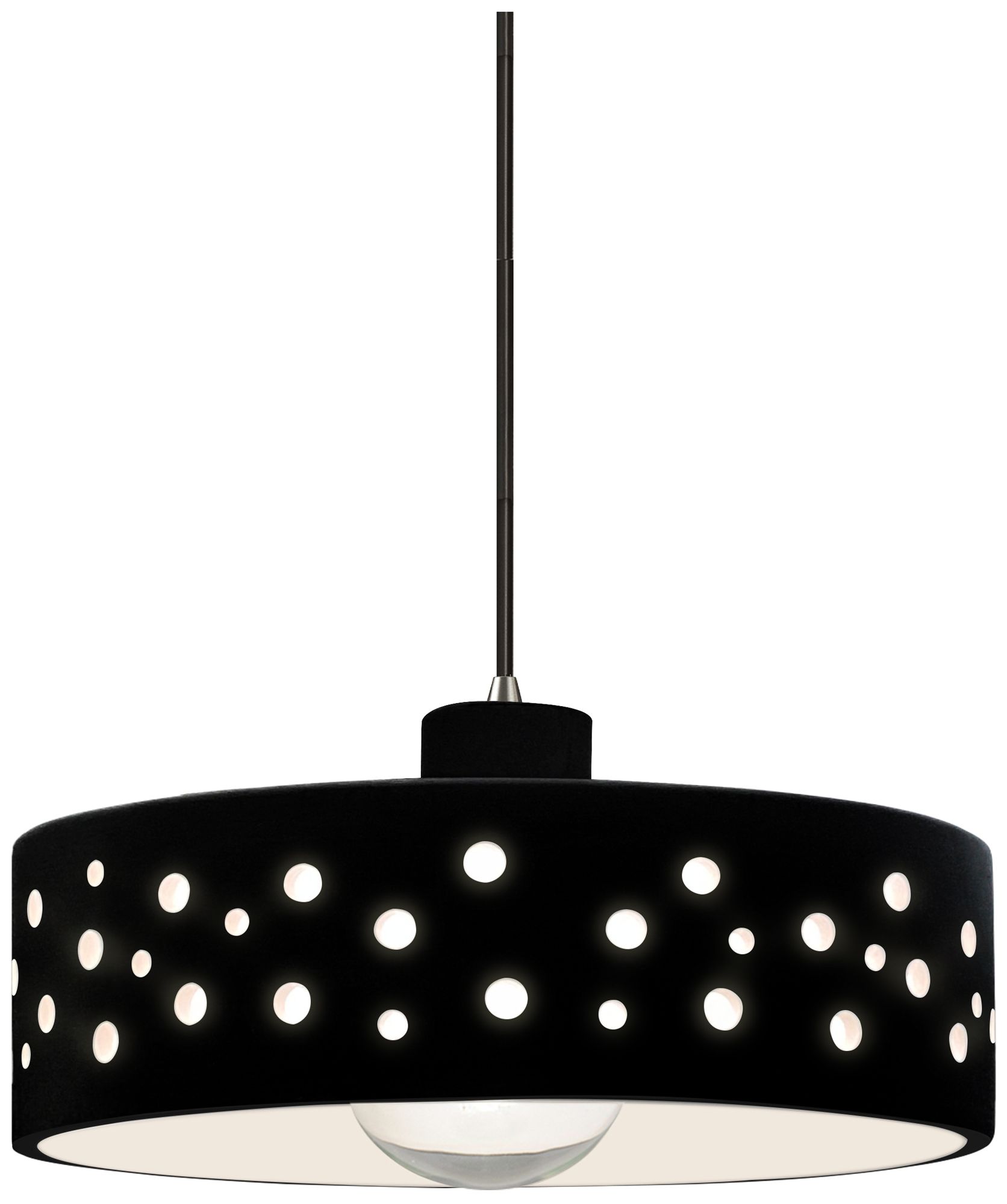 Perforated Dish 12"W Carbon Matte Black LED Pendant w/ Chrome Black Cord