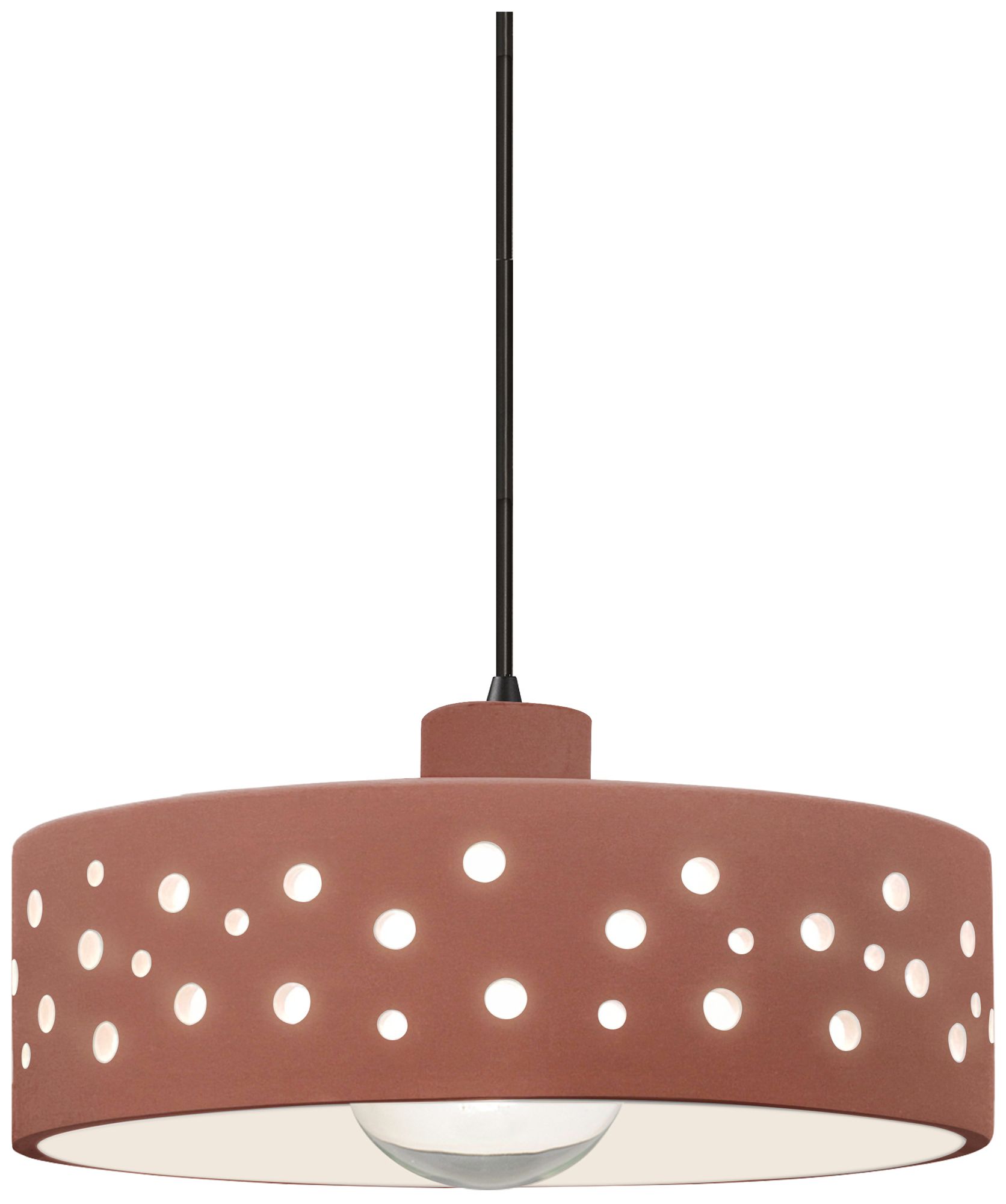 Perforated Dish 12" Wide Canyon Clay LED Pendant With Black Cord