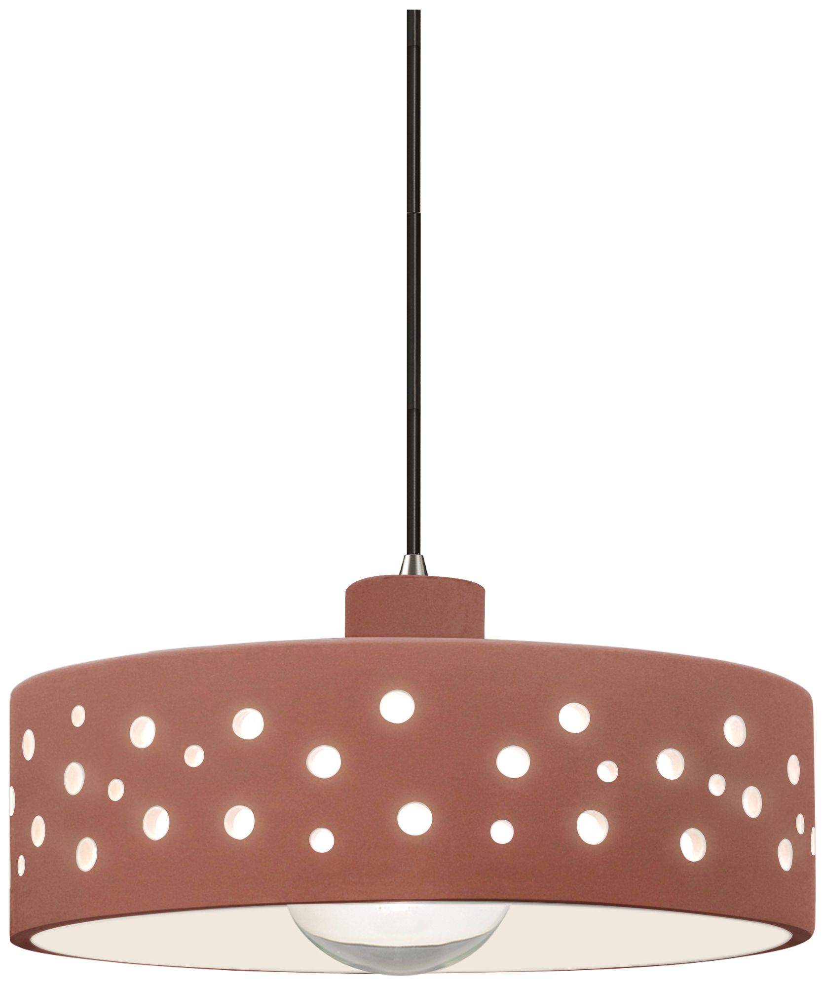 Perforated Dish 12" Wide Canyon Clay Pendant With Nickel Black Cord