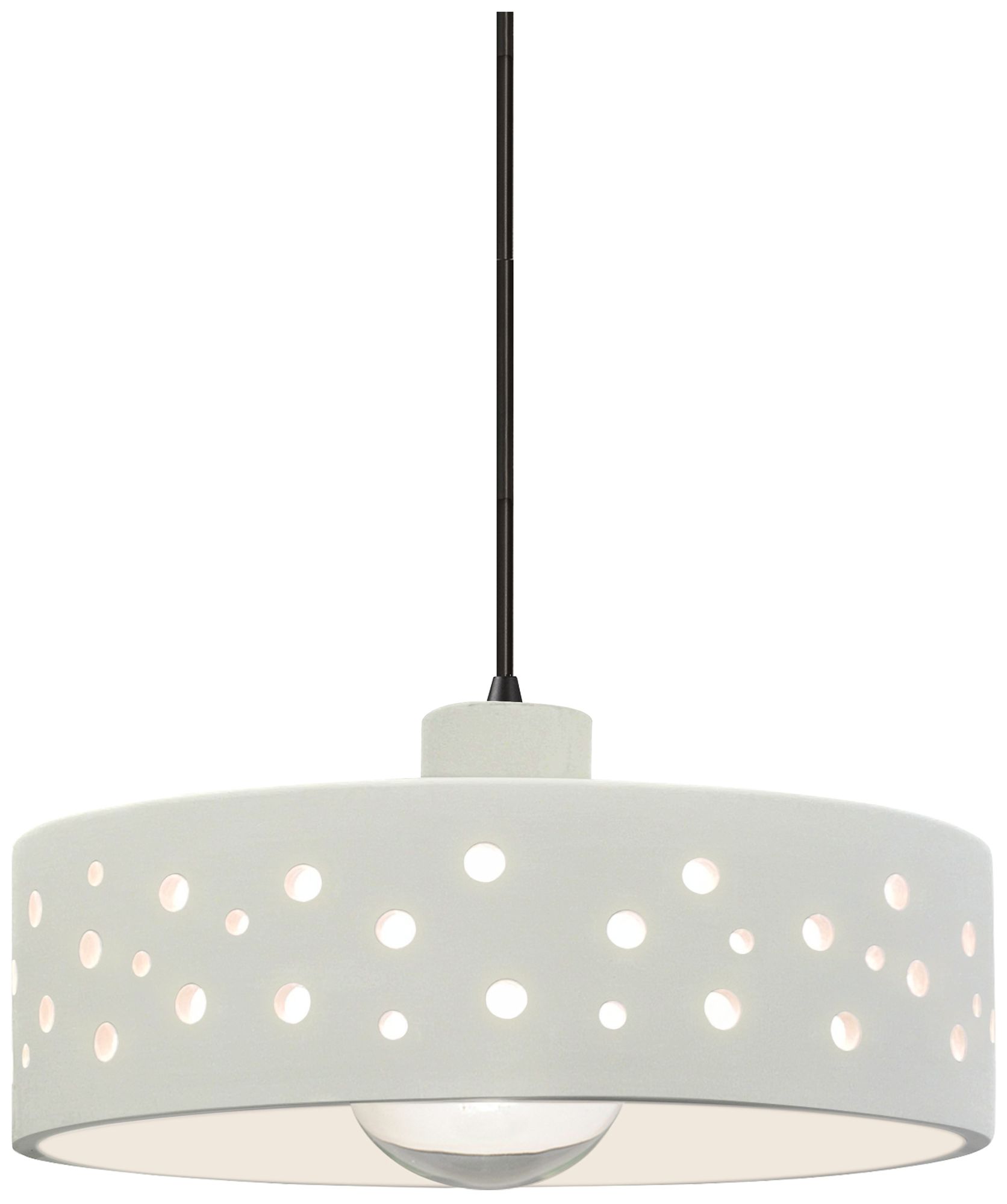 Perforated Dish 12" Wide Matte White Pendant With Black Cord